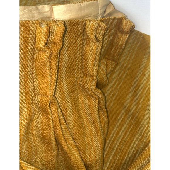 Vintage or Antique Set 4 Twill Heavy Curtains Drapes Pinch Pleat Gold Stripe HTF - Picture 4 of 12